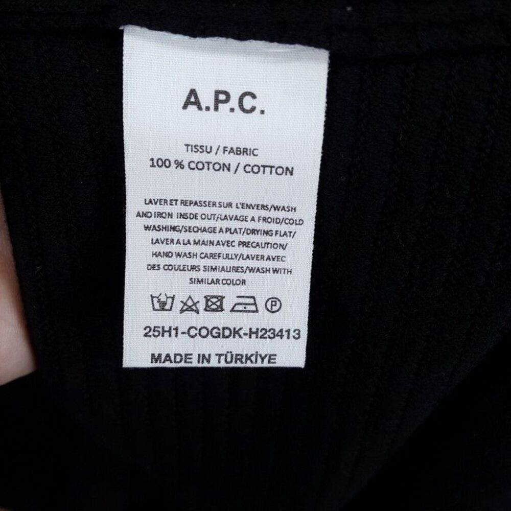 APC Polo Shirt Mens XXXL Black V-Neck Johnny Collar Textured Knit LIVIO $295 - Picture 7 of 8